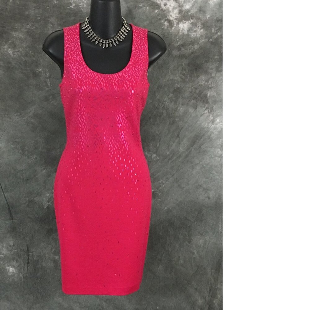 BEAUTIFUL St John knit pink rhinestones embellished evening dress size 2 - Picture 2 of 7